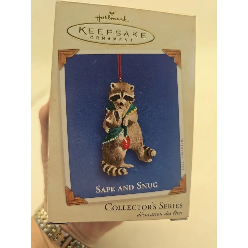 Safe and Snug 2003 Hallmark Ornament 3rd and Final Raccoon Family Mom Love